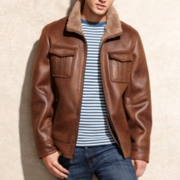 Like new! BUFFALO David Bitton Faux Leather Shearling Coat Size Large - Picture 1 of 13